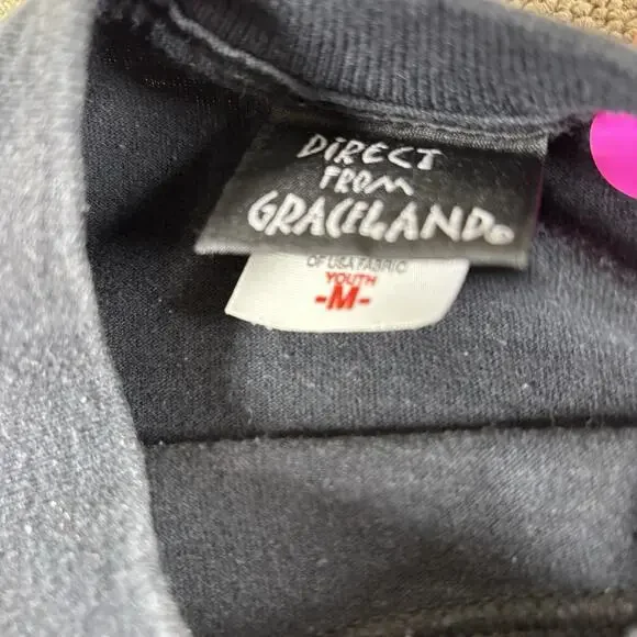 Vintage Elvis Presley Big Face T-shirt Youth Medium Black Graceland - Picture 5 of 7